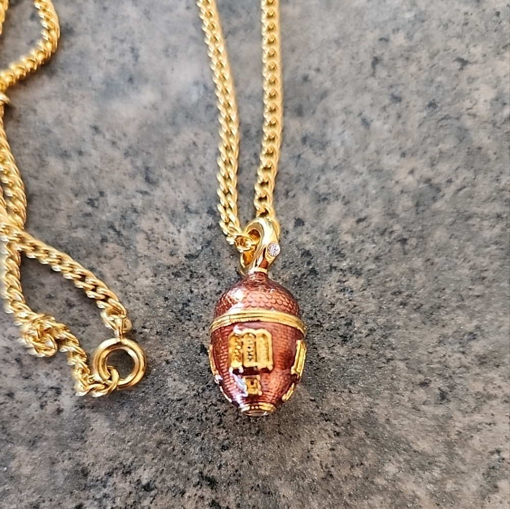Vintage 90s Edgar Berebi Limited Edition Miniature Faberge Egg Pendant Necklace
